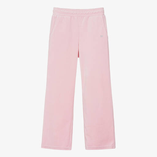 Sonia Rykiel Paris-Girls Pink Velour Wide-Leg Joggers | Childrensalon