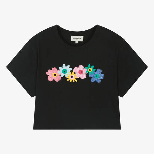 Sonia Rykiel Paris-Teen Girls Black Organic Cotton T-Shirt | Childrensalon