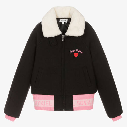 Sonia Rykiel Paris-Teen Girls Black & Pink Bomber Jacket | Childrensalon