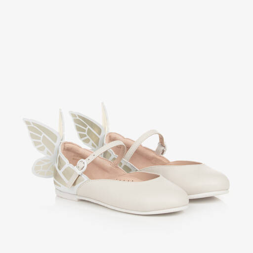 Sophia Webster Mini-Girls Ivory Leather Shoes | Childrensalon