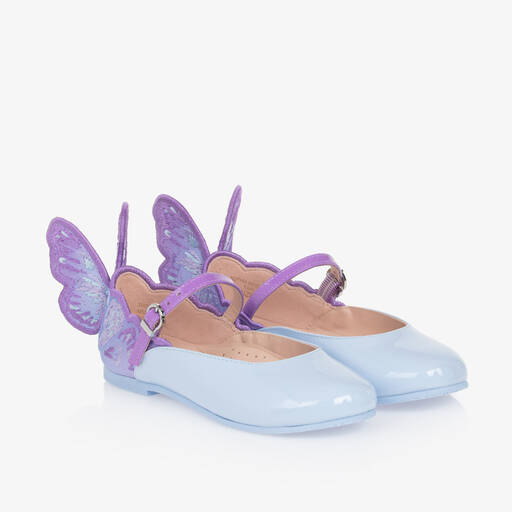 Sophia Webster Mini-Girls Patent Lilac Blue Chiara Shoes | Childrensalon