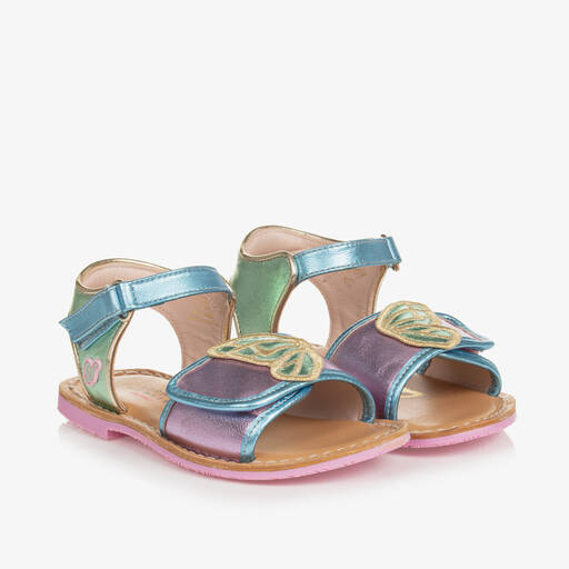 Sophia Webster Mini-Girls Pink Leather Butterfly Sandals | Childrensalon
