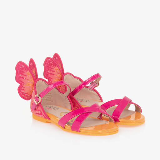 Sophia Webster Mini-Girls Pink & Orange Chiara Sandals | Childrensalon