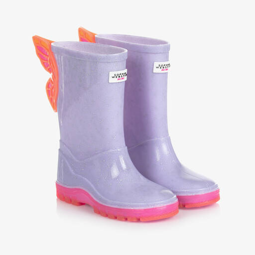 Sophia Webster Mini-Girls Purple Butterfly Rain Boots | Childrensalon