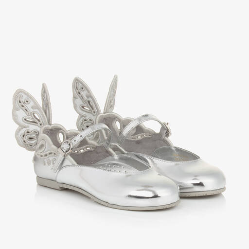 Sophia Webster Mini-Girls Silver Leather Shoes | Childrensalon