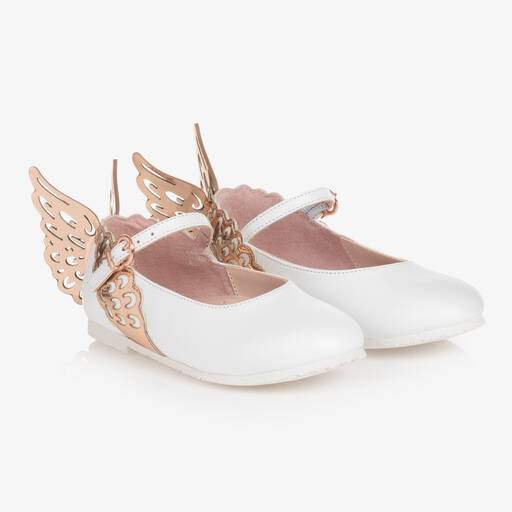 Sophia Webster Mini-Girls White Leather Butterfly Shoes | Childrensalon