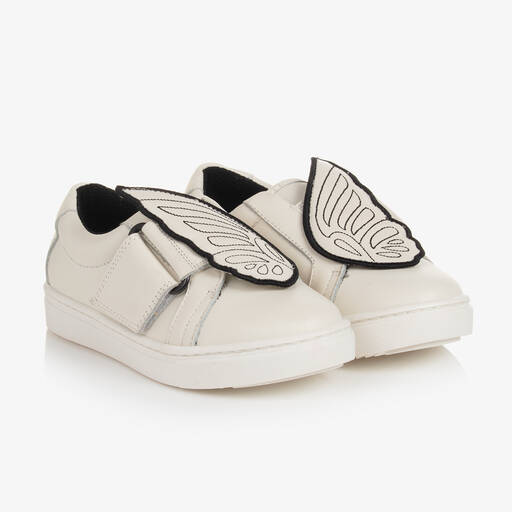 Sophia Webster Mini-حذاء رياضي جلد لون أبيض للبنات | Childrensalon