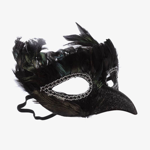 Souza-Schwarze Vogelmaske mit Federn | Childrensalon