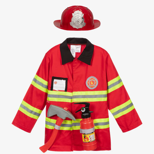 Souza-طقم زي رجل الإطفاء قطن لون أحمر - 4 قطع | Childrensalon