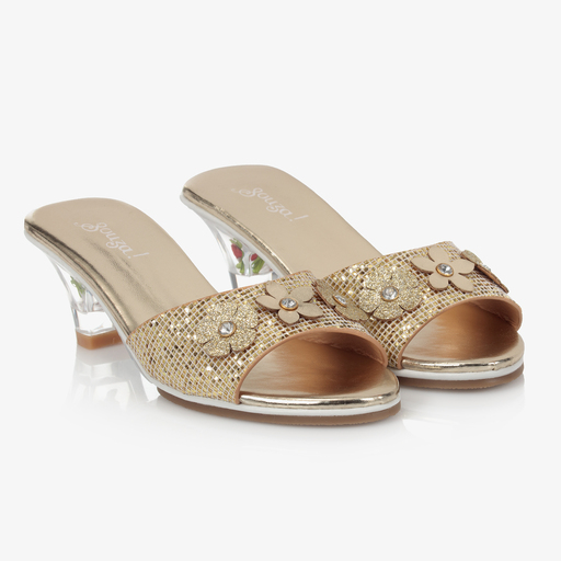 Souza-حذاء بكعب عالي جلد صناعي لون ذهبي للبنات | Childrensalon
