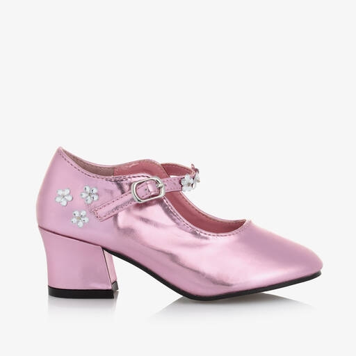 Souza-Girls Metallic Pink Heeled Shoes | Childrensalon