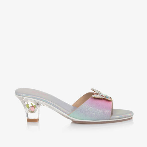 Souza-Girls Pink & Silver Iridescent Heeled Shoes | Childrensalon
