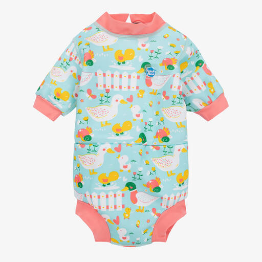 Splash About-Baby Girls Blue Happy Nappy Sun Suit (UPF 50+) | Childrensalon
