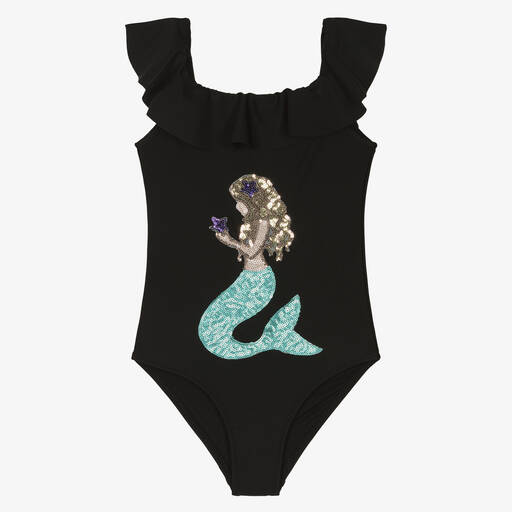 Stella Cove-Girls Black Ruffle Mermaid Swimsuit | Childrensalon