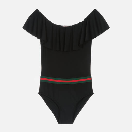 Stella Cove-Girls Black Ruffle Swimsuit | Childrensalon