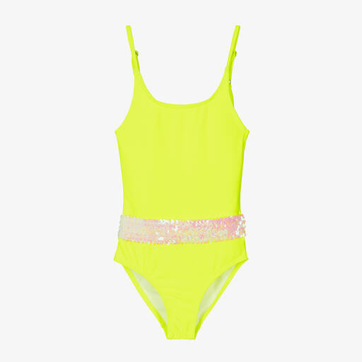 Stella Cove-Girls Neon Yellow Sequin Swimsuit | Childrensalon
