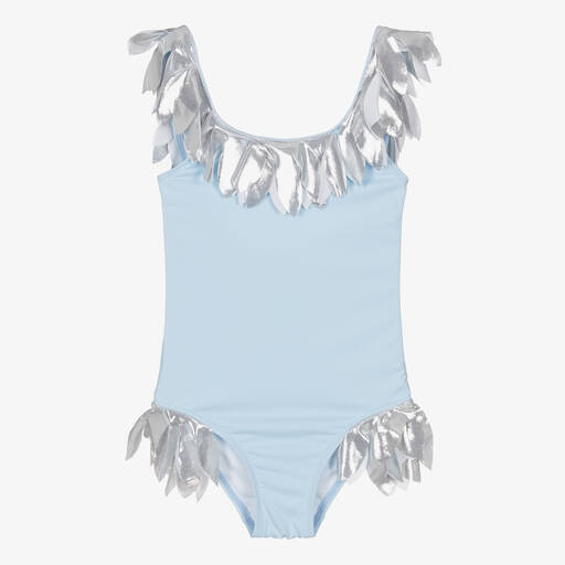Stella Cove-Girls Pale Blue & Silver Swimsuit | Childrensalon