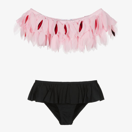 Stella Cove-Girls Pink & Black Petals Bikini | Childrensalon