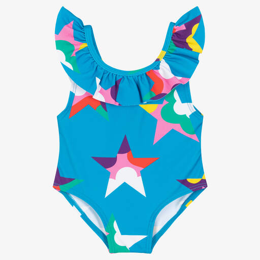 Stella McCartney Kids-Baby Girls Blue Star Print Swimsuit | Childrensalon