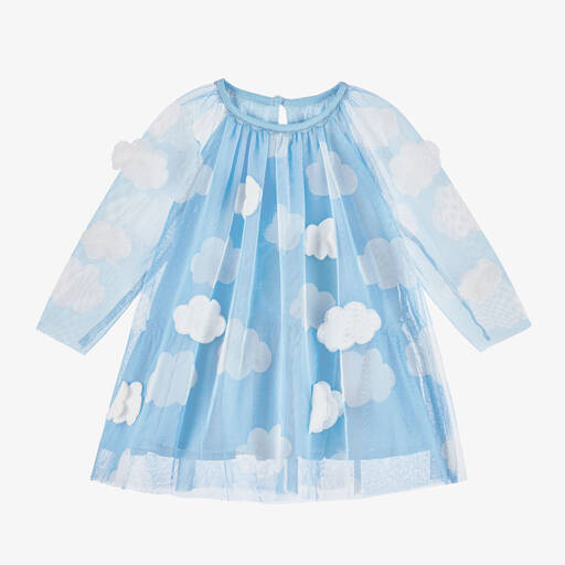 Stella McCartney Kids-Baby Girls Blue Tulle Cloud Dress | Childrensalon