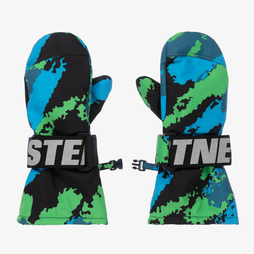 Stella McCartney Kids-Moufles de ski noires bleues garçon | Childrensalon