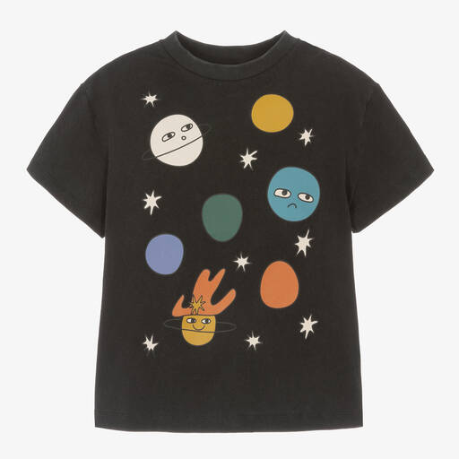 Stella McCartney Kids-Boys Black Cosmic Print T-Shirt | Childrensalon