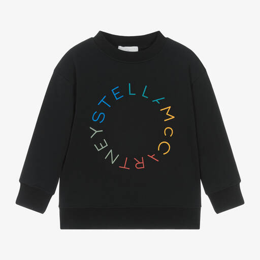 Stella McCartney Kids-Boys Black Cotton Circular Logo Sweatshirt | Childrensalon