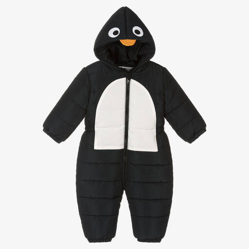 Stella McCartney Kids-Черный зимний комбинезон с пингвином | Childrensalon