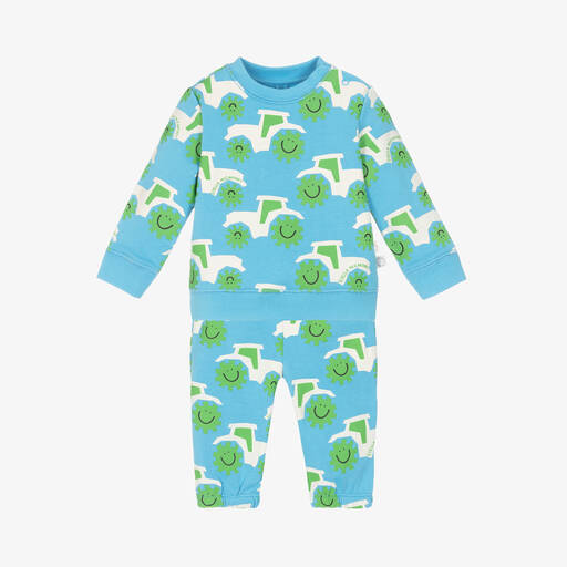 Stella McCartney Kids-Boys Blue Cotton Tractor Tracksuit | Childrensalon