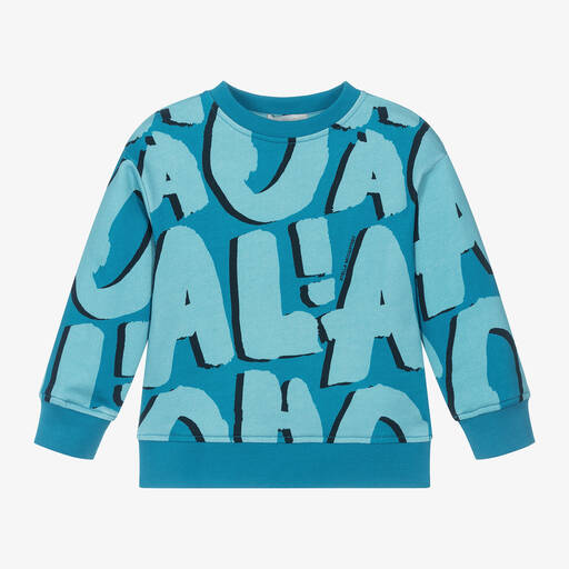 Stella McCartney Kids-Boys Blue Organic Cotton Aloha Sweatshirt | Childrensalon