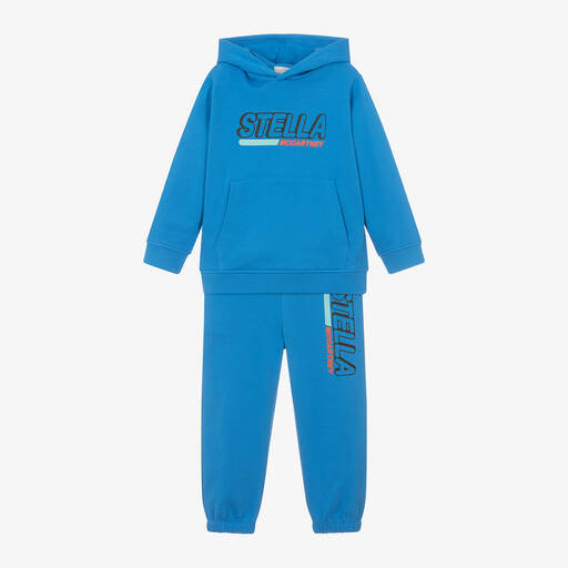 Stella McCartney Kids-Синий спортивный костюм из органического хлопка с капюшоном для мальчиков | Childrensalon