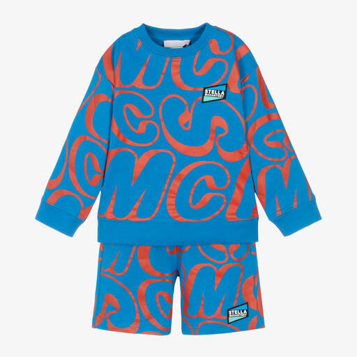 Stella McCartney Kids-Boys Blue Organic Cotton Shorts Set | Childrensalon