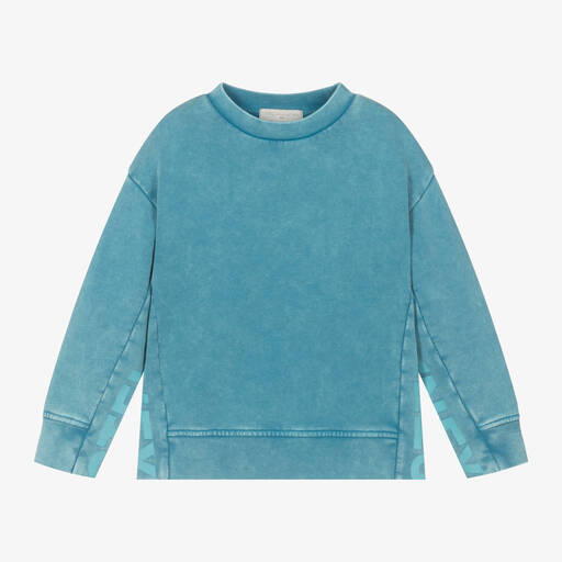 Stella McCartney Kids-Boys Blue Stone Wash Cotton Sweatshirt | Childrensalon