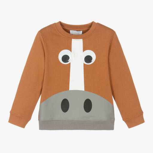 Stella McCartney Kids-Boys Brown Organic Horse Sweatshirt | Childrensalon