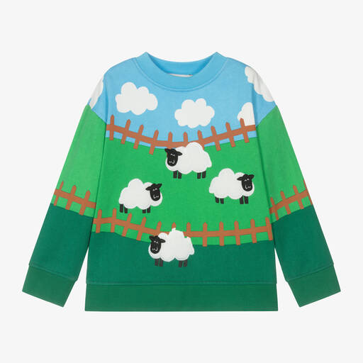 Stella McCartney Kids-Boys Green Cotton Sweatshirt | Childrensalon