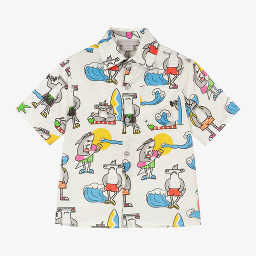 Stella McCartney Kids-قميص قطن عضوي لون عاجي للأولاد | Childrensalon