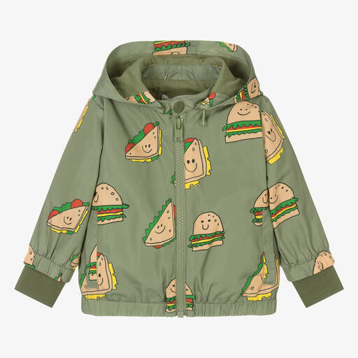 Stella McCartney Kids-Куртка цвета хаки с принтом и капюшоном | Childrensalon