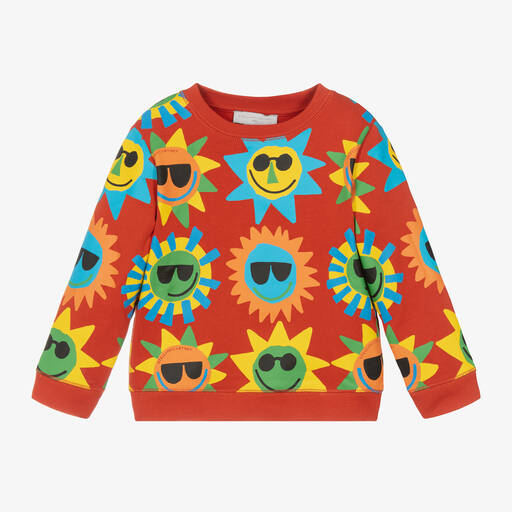 Stella McCartney Kids-Boys Red Cotton Sun Sweatshirt | Childrensalon