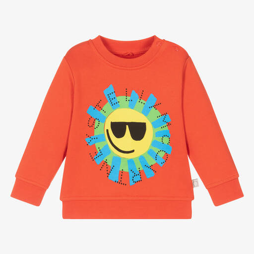 Stella McCartney Kids-Красный свитшот из органического хлопка с солнцем для мальчиков | Childrensalon
