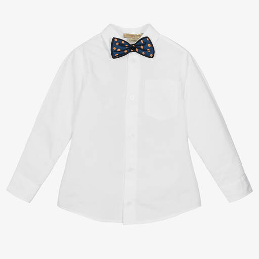 Stella McCartney Kids- Boys White Cotton Shirt & Bow Tie | Childrensalon