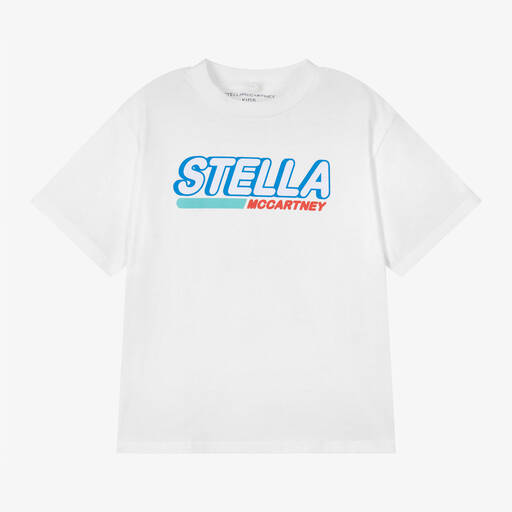Stella McCartney Kids-Белая хлопковая футболка для мальчиков | Childrensalon