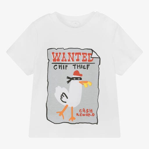 Stella McCartney Kids-Boys White Organic Cotton Seagull T-Shirt | Childrensalon