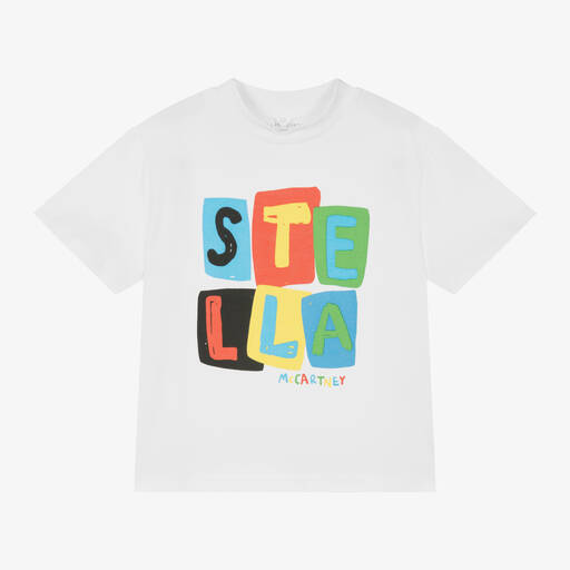 Stella McCartney Kids-Белая футболка из органического хлопка для мальчиков | Childrensalon
