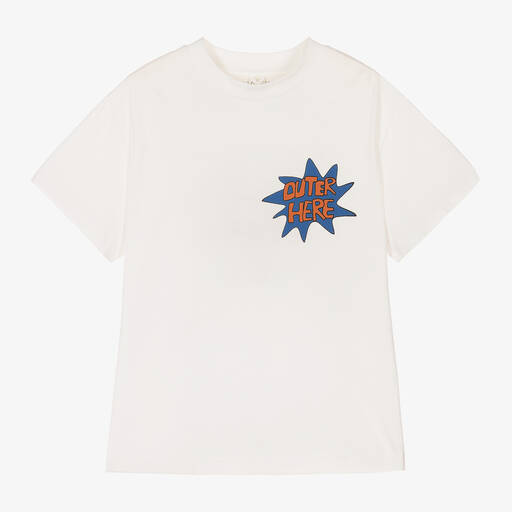 Stella McCartney Kids-Boys White Organic Cotton T-Shirt | Childrensalon