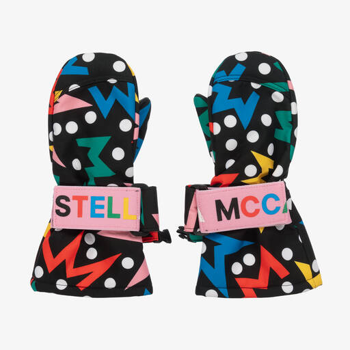 Stella McCartney Kids Ski Wear Capsule-Moufles de ski noires à étoiles | Childrensalon