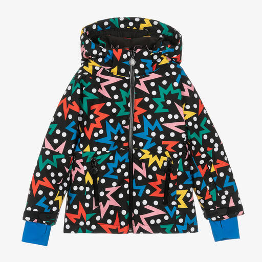 Stella McCartney Kids Ski Wear Capsule-Черная лыжная куртка со звездами | Childrensalon