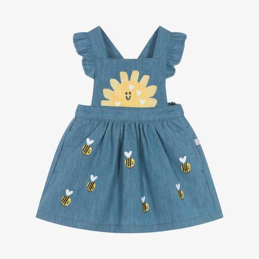 Stella McCartney Kids-Girls Blue Denim Bee Print Dress | Childrensalon
