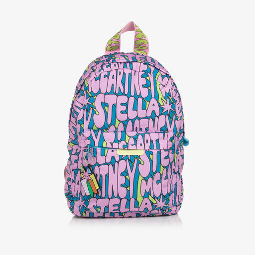 Stella McCartney Kids-Girls Blue & Pink Logo Print Backpack (40cm) | Childrensalon