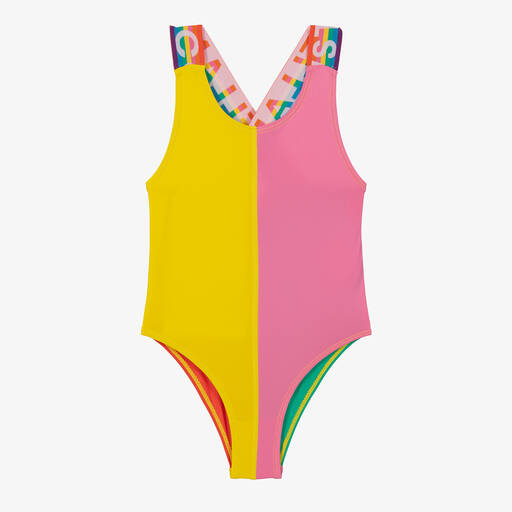 Stella McCartney Kids-Girls Colourblock Swimsuit (UPF50+) | Childrensalon
