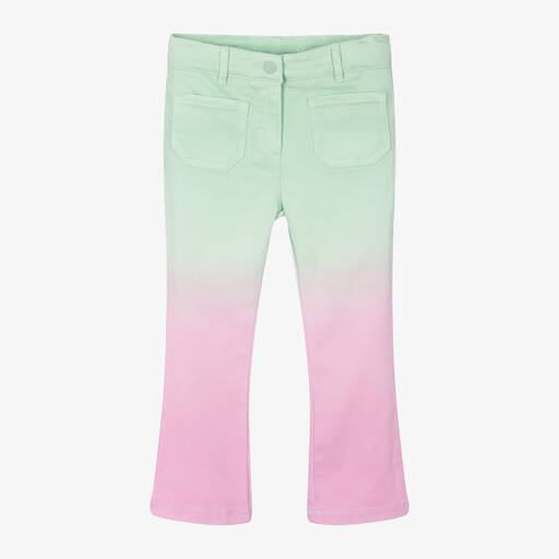 Stella McCartney Kids-Girls Green & Pink Ombré Flared Jeans | Childrensalon